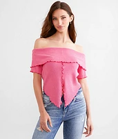 Split Front Off The Shoulder Top