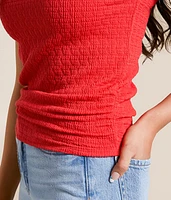 Textured High Neck Tank Top