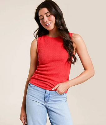 Textured High Neck Tank Top