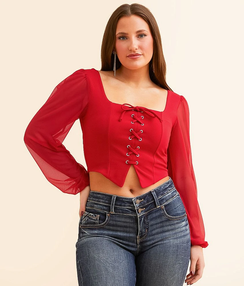 Willow & Root Lace-Up Cropped Top