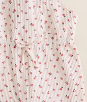 Girls - Floral Ribbed Overall Short