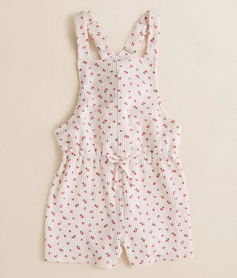 Girls - Floral Ribbed Overall Short