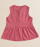 Girls - Gingham Peplum Tank Top