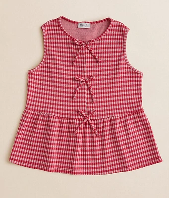 Girls - Gingham Peplum Tank Top