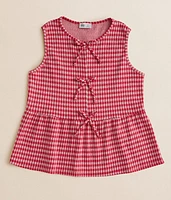 Girls - Gingham Peplum Tank Top