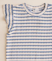 Girls - Striped Flutter Top