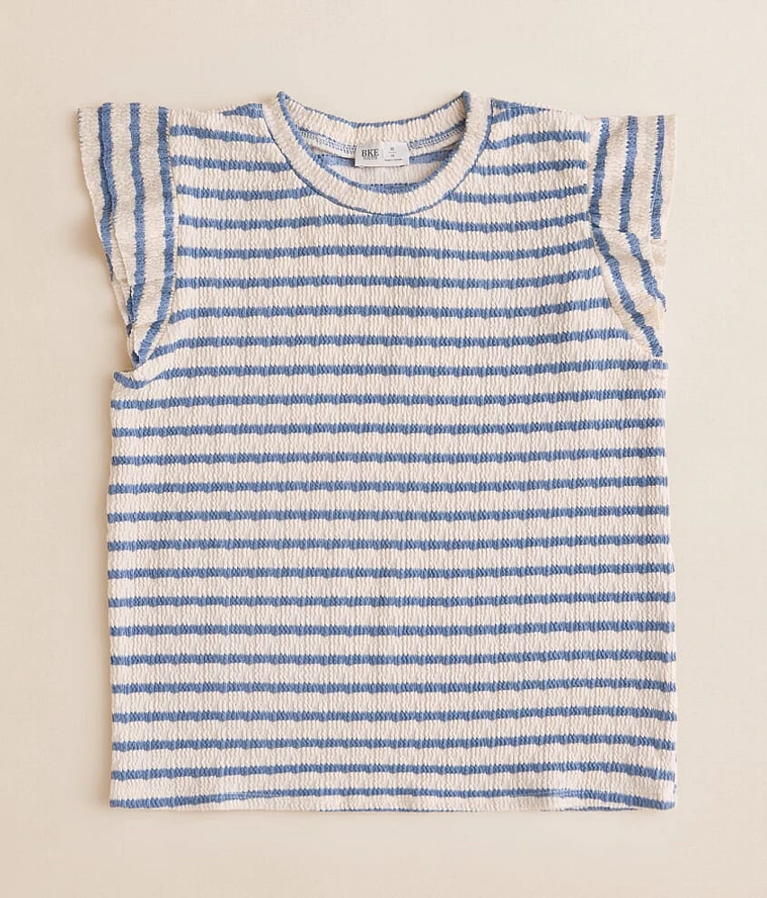 Girls - Striped Flutter Top