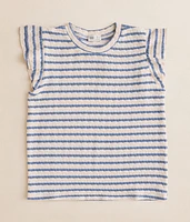Girls - Striped Flutter Top