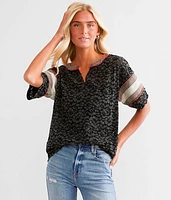 BKE Pieced Floral Lace Top