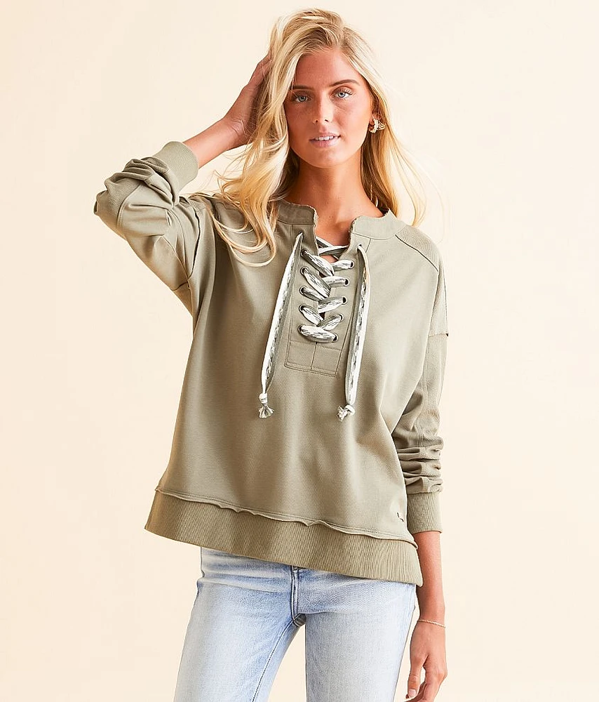 BKE Lace-Up Pullover