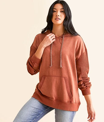 BKE Pieced Waffle Knit Hooded Sweatshirt