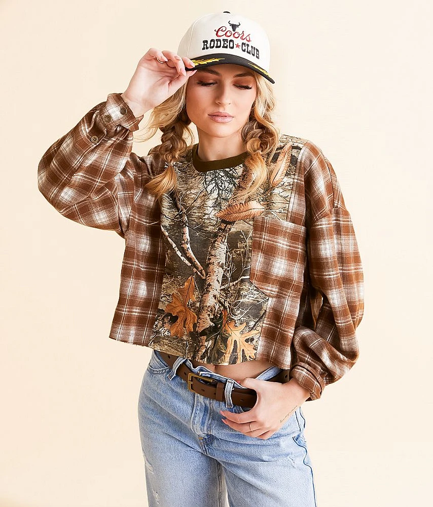 Gilded Intent Camo Plaid Top