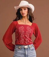 Boot Stitch Faux Suede Cropped Top