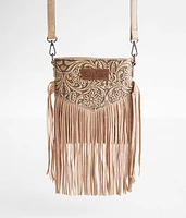 Wrangler Vintage Leather Fringe Crossbody Purse