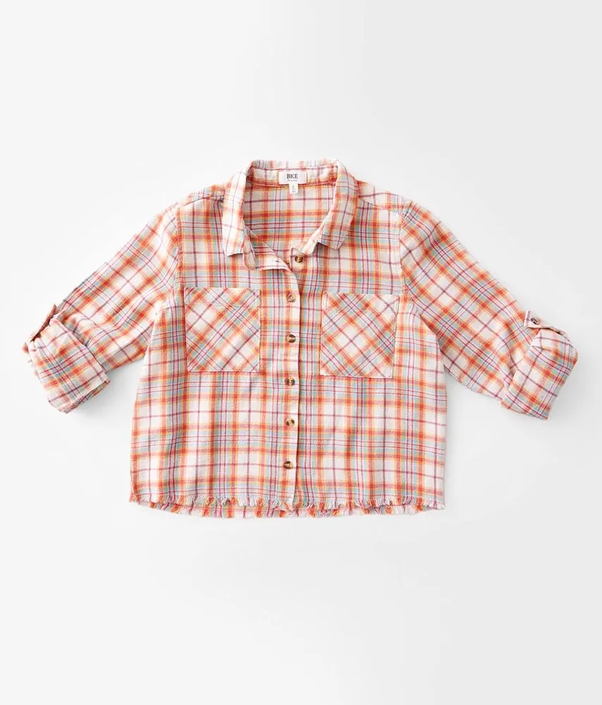 Girls - BKE Frayed Flannel Shirt