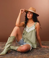 Ruffled Eyelet Trim Tank Top