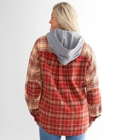 Mixed Flannel Hooded Shacket