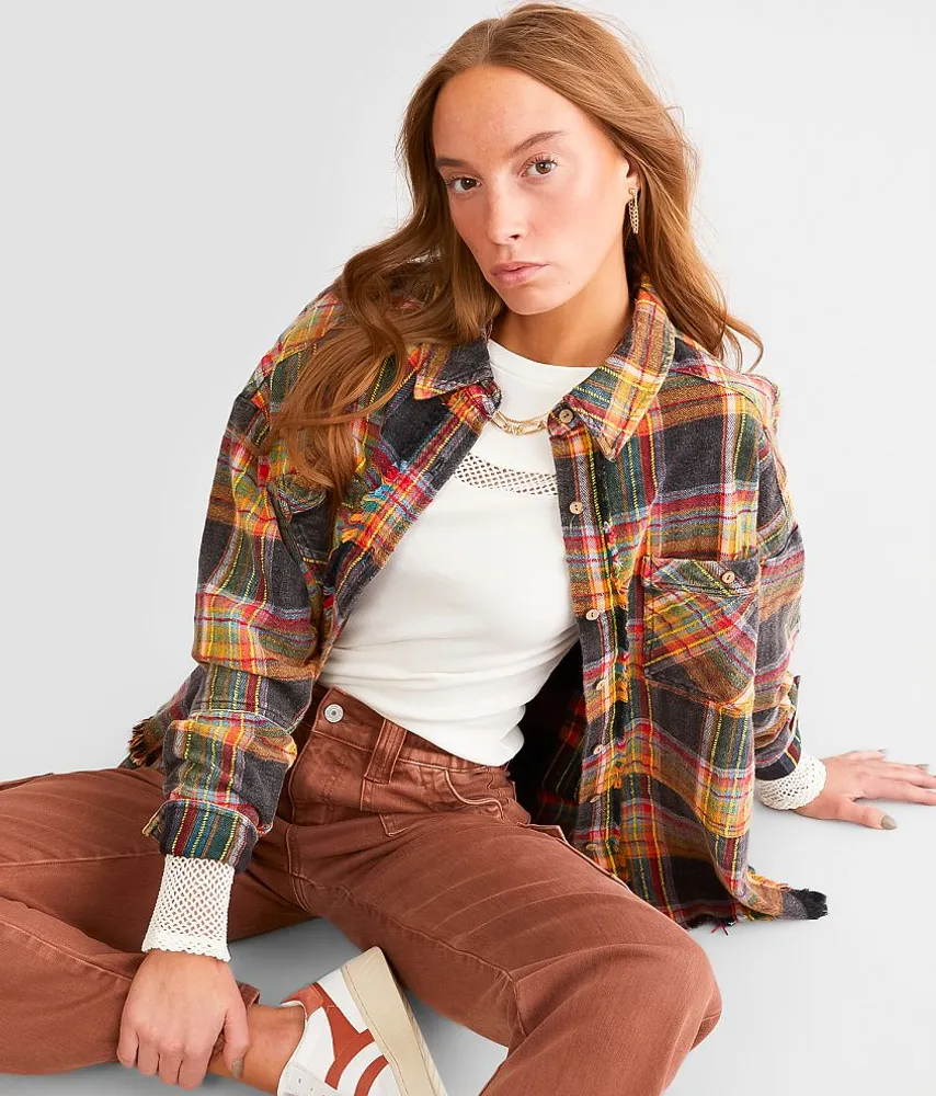 Gilded Intent Frayed Flannel Boyfriend Shirt