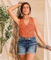 Gimmicks Crochet Trim Washed Tank Top