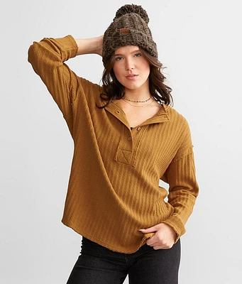 Textured Knit Henley Top