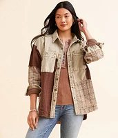 BKE Pieced Plaid Washed Boyfriend Shirt