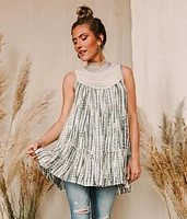 Tie Dye Woven Crinkle Tunic Tank Top