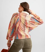 Mixed Print Dolman Henley