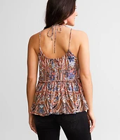 Paisley Print Peplum Tank Top