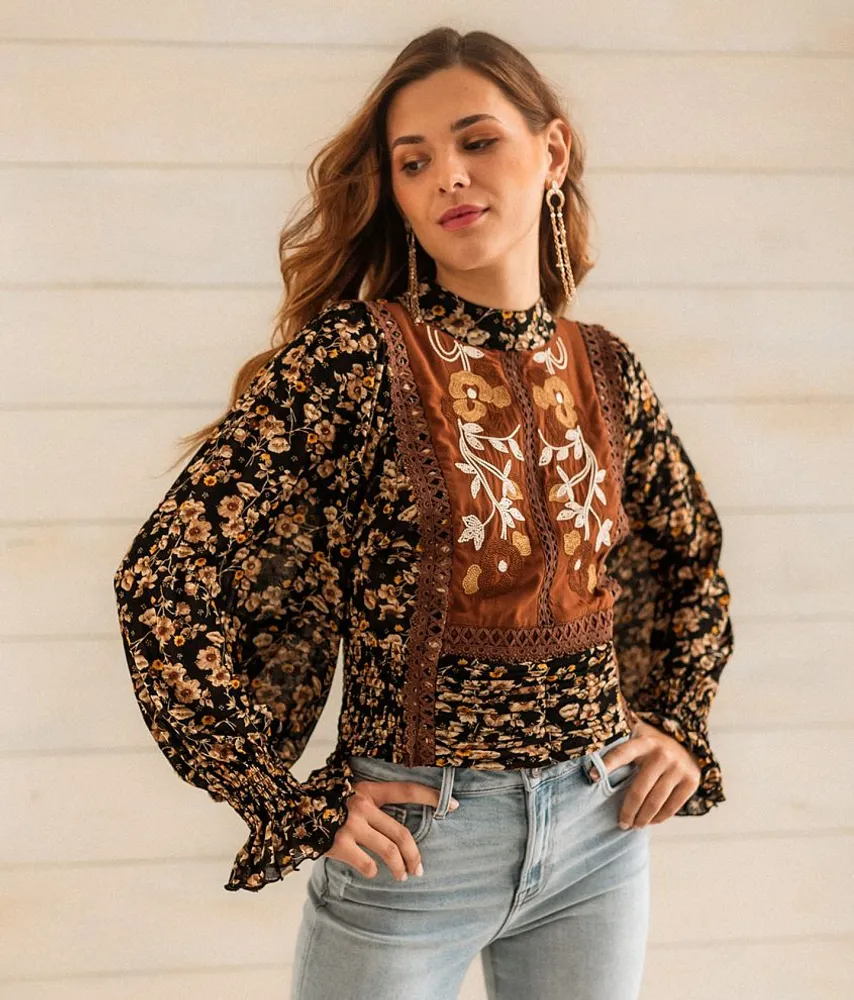 Embroidered Floral Top