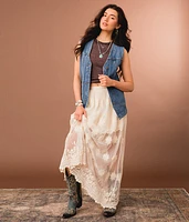 Sheer Lace Maxi Skirt