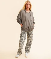 Mesh Inset Hooded Sweatshirt