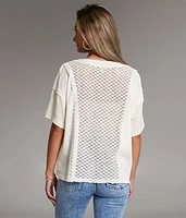 Raw Edge Crochet Henley