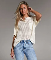 Raw Edge Crochet Henley