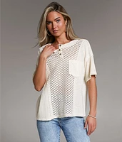 Raw Edge Crochet Henley