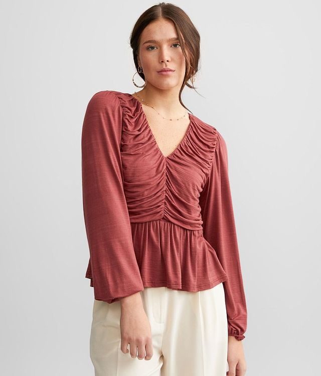 Red by BKE Pleated Dolman Top