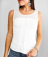 Ruched Mesh Tank Top