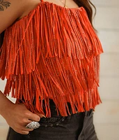 Tiered Rhinestone Fringe Tank Top