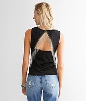 Rhinestone Fringe Tank Top