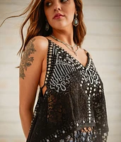 Embellished Lace Cropped Tank Top