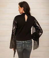 Sequins Fringe Top