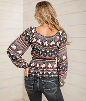 Metallic Peplum Top