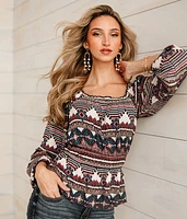 Metallic Peplum Top