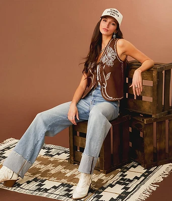 Embroidered Front Tie Vest