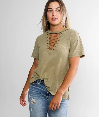 BKE Lace-Up Thermal Top