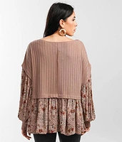 Pieced Floral Print Top
