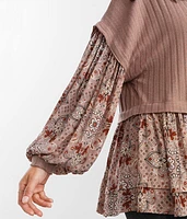 Pieced Floral Print Top
