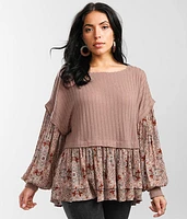 Pieced Floral Print Top