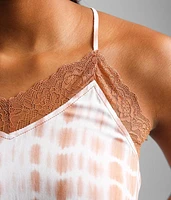 Tie-Dye Lace Trim Tank Top