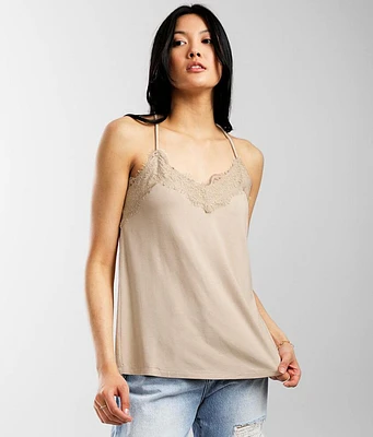 Floral Lace Trim Tank Top