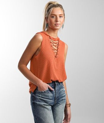 BKE Lace-Up Tank Top
